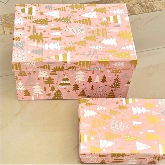 Set of 2 Pink Christmas Gift Boxes - Picture 8 of 9